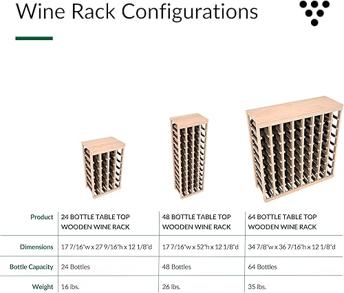 Miniatura 4 de Estantes de vino America Redwood 48 botellas de mesa sin manchas