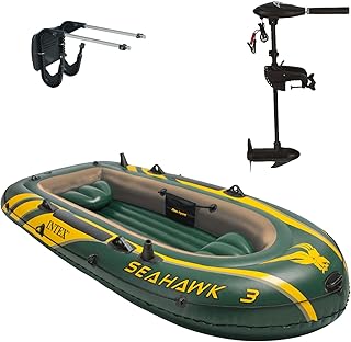 Intex Motorboot Schlauchboot mit Aussenbordmotor + Heckspiegel Set für 3 Personen Komplettset