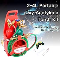 Vista 6 de Kit de antorcha de oxiacetileno – Kit de soplete de corte de soldadura portátil con medidores y boquilla larga de latón, tanques de oxi acetileno