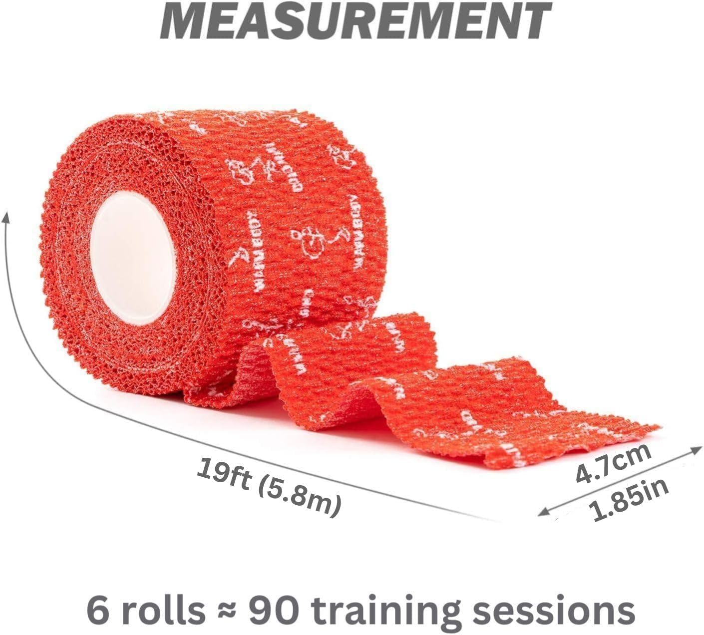 WARM BODY COLD MIND 1.85" Weightlifting Thumb Tape - Hook Grip Tape for Powerlifting, Cross Training, Gym Tape, Workout, Weight Lifting Tape, Athletic Finger Wrap (Red 6 Rolls)