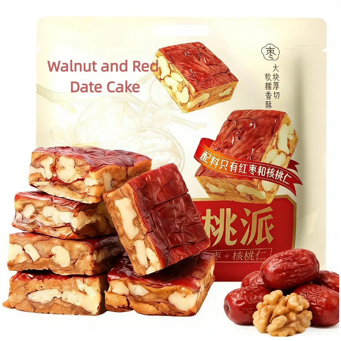 Walnut and Red Date Cake 450g | Made with Whole Walnuts & Red Dates | Sweet, Soft & Healthy Snack | Perfectly Balanced | Ideal Office Snack