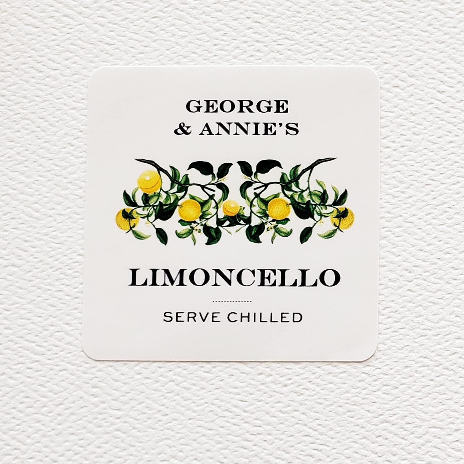 Personalized Victorian Style Fruit Labels for Canning -2" Round or 2" Square - Sets of 18 Labels (2" X 2" Square, Limoncello)