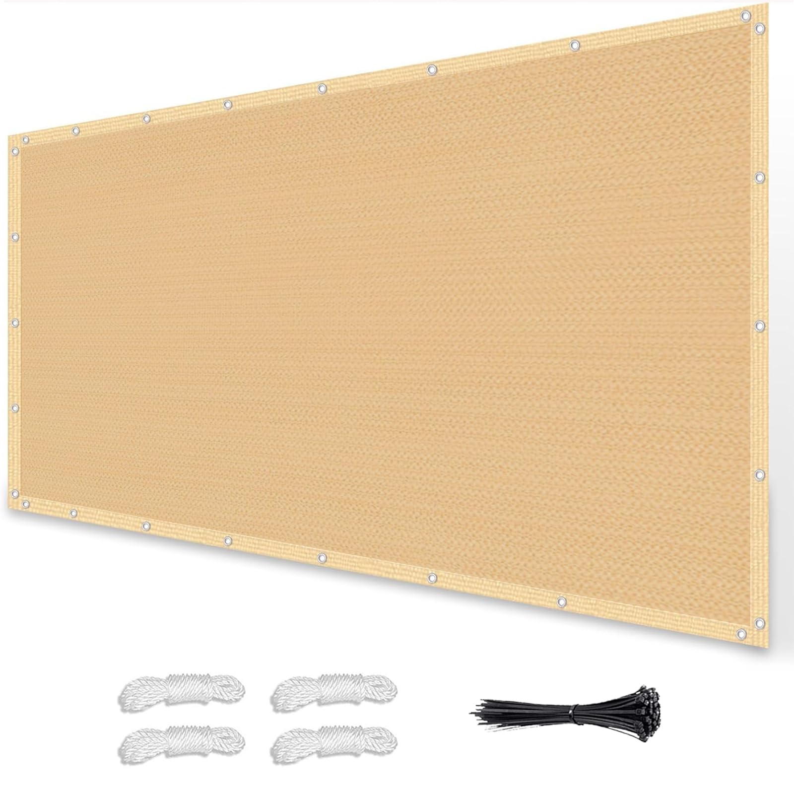 Sonnensegel Terrasse 3x6M Premium HDPE Gewebe, Windschutznetz inkl Seil, 95% UV-Schutz Reißfest, für Außenbereich,Garten, Beige