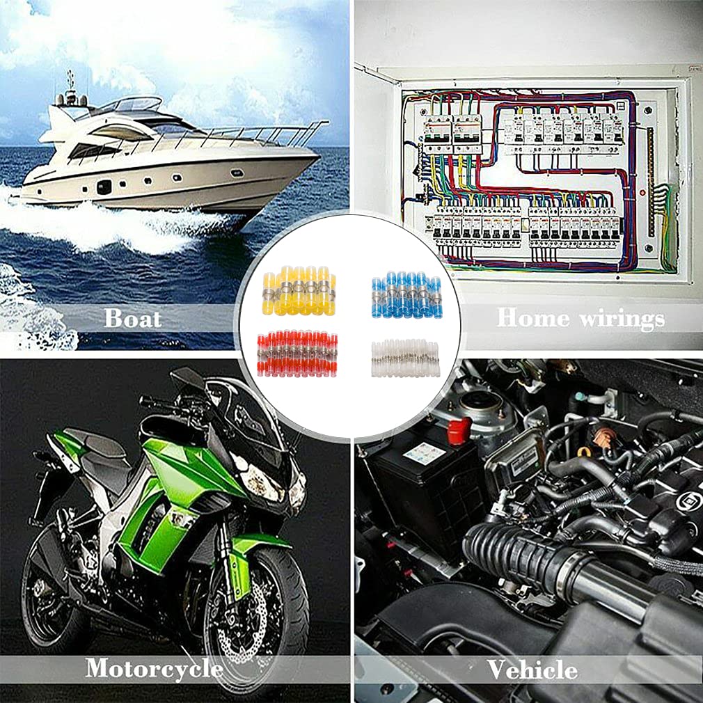 Conectores termorretráctiles Conectores de alambre de sellado de soldadura de grado marino Kit de conectores de alambre eléctrico Empalme a tope aislado impermeable (W280PCS)