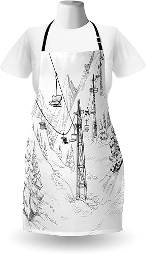 Miniatura 2 de Lunarable Delantales de temporada multicolor impresos digitales, negro y blanco