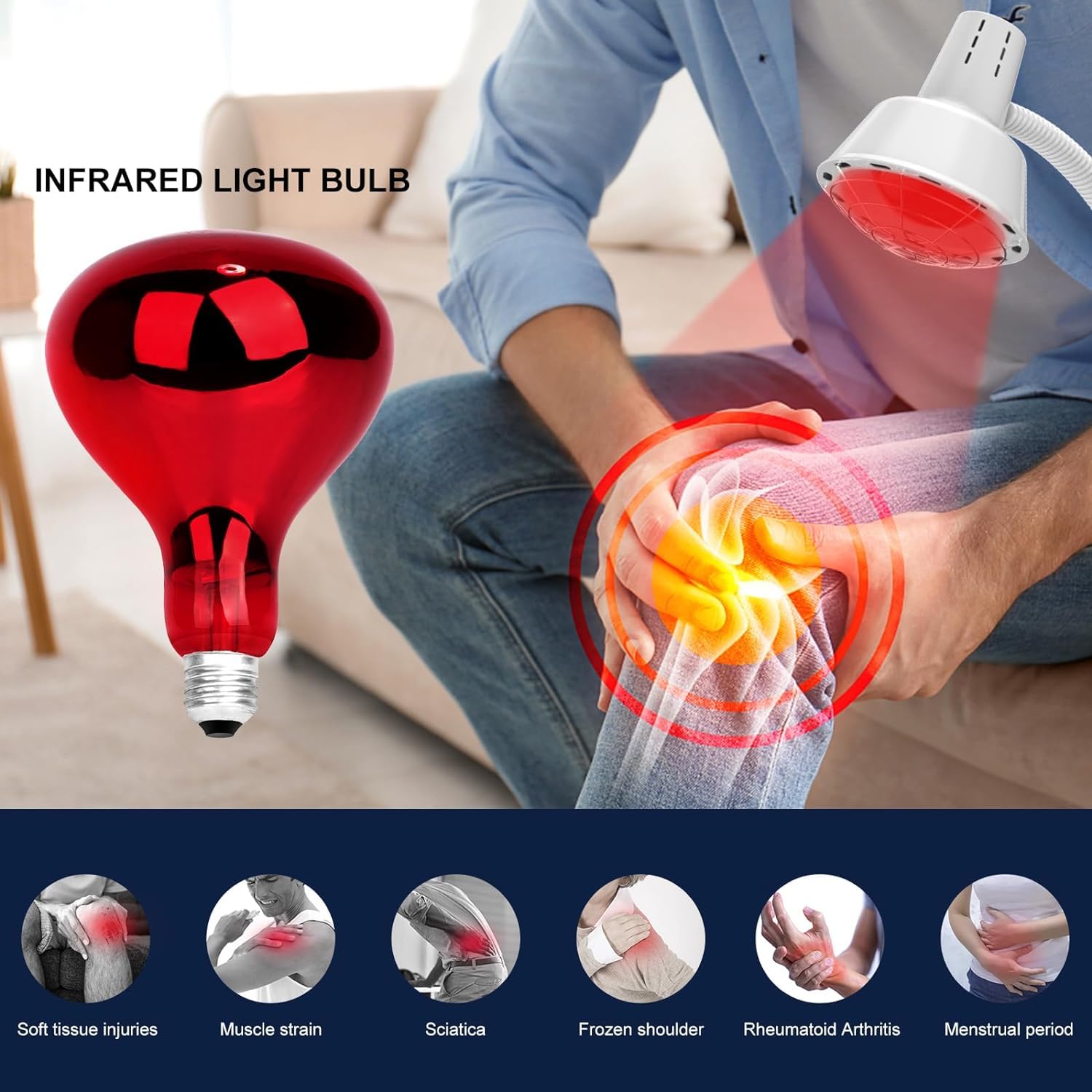 YUNCHI Ampoule infrarouge E26 E27 - 275 W - 230 V - Lumière rouge chaude - Pour la maison, les animaux, les chats, les poules, les lapins - Durable - 10 000 heures - 1 pièce (ampoule rouge)