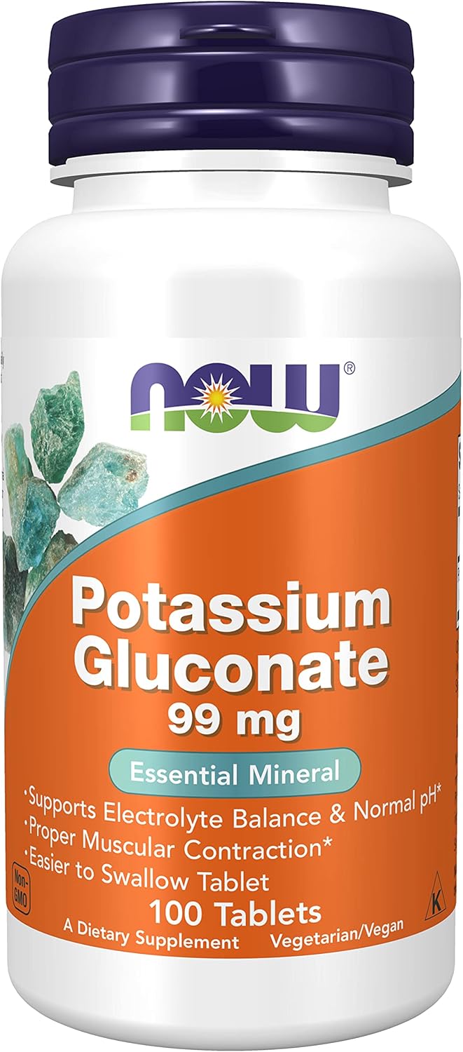NOW Supplements, Potassium Gluconate 99mg, Easier to Swallow, Essential Mineral*, 100 Tablets : Health & Household