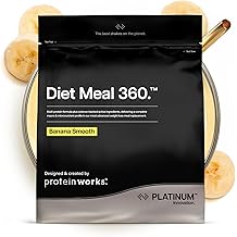 Protein Works | Diet Meal 360 - PLATINUM Innovation, Diet Meal Replacement Shake, Supports Weight Loss, 26 Vitamins & Minerals, Added Flaxseed, Inulin, Omega 3, Banana Smooth Sundae, 16 Meals, 1kg
