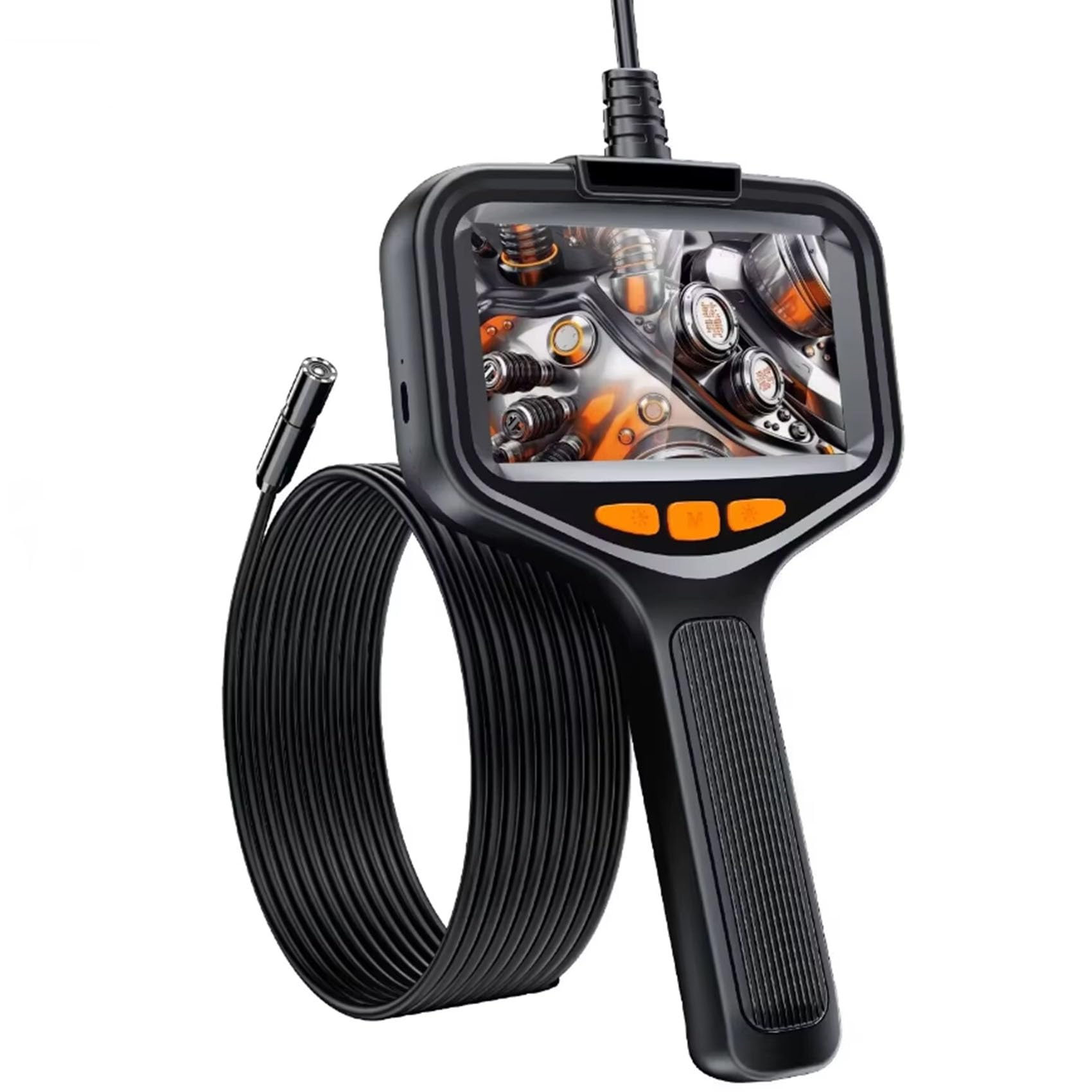 HYZHANHONG 15m, Handheld Dual Lens Endoscope Camera 8MM Front Lens Tube Inspection Endoscope 4.3-Inch Screen 15-30M Hard Wired for Pipeline Vehicle Inspection Camera