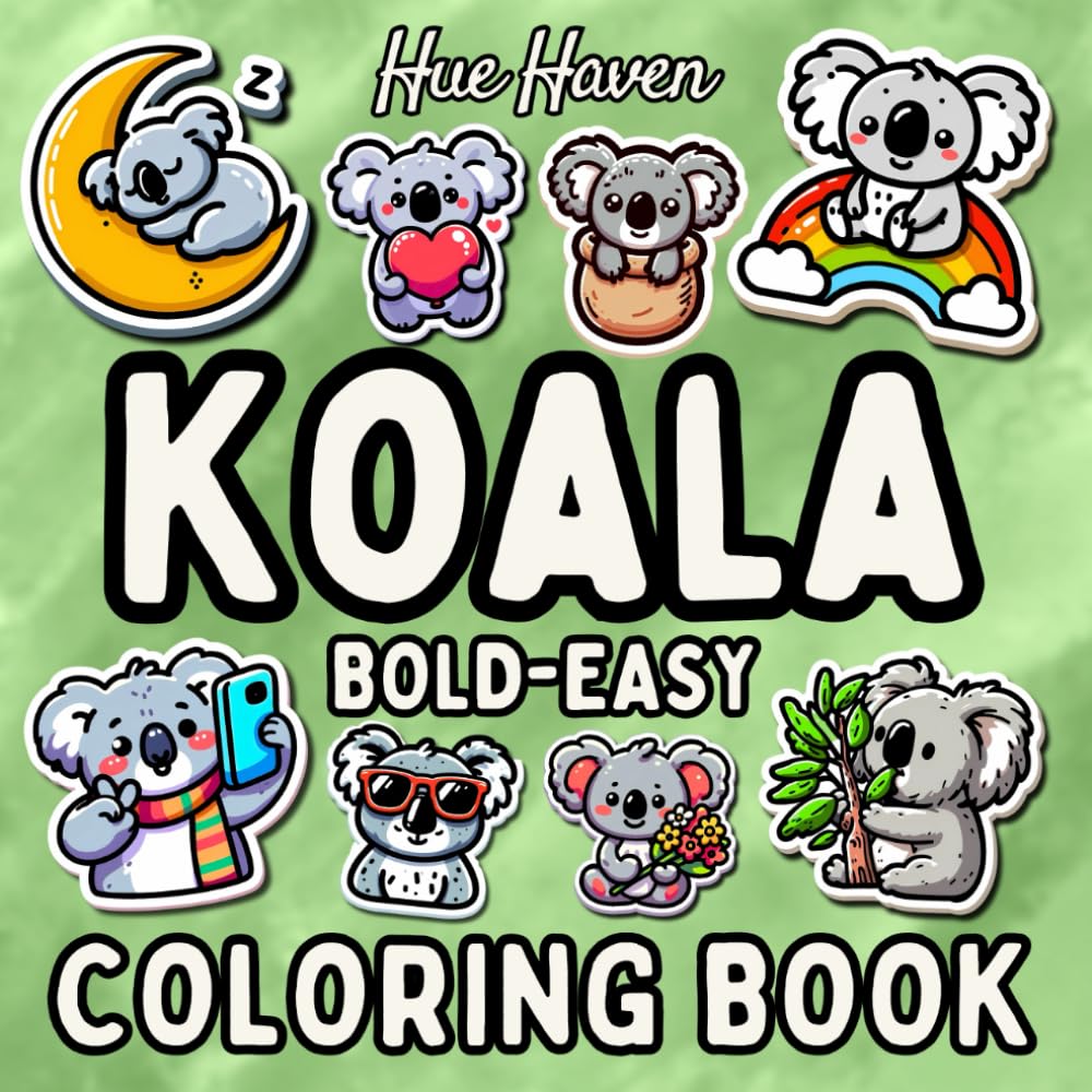 Koala: Bold and Easy Coloring Book for Kids and Adults, Simple Stress Relief Cute Koala Design.