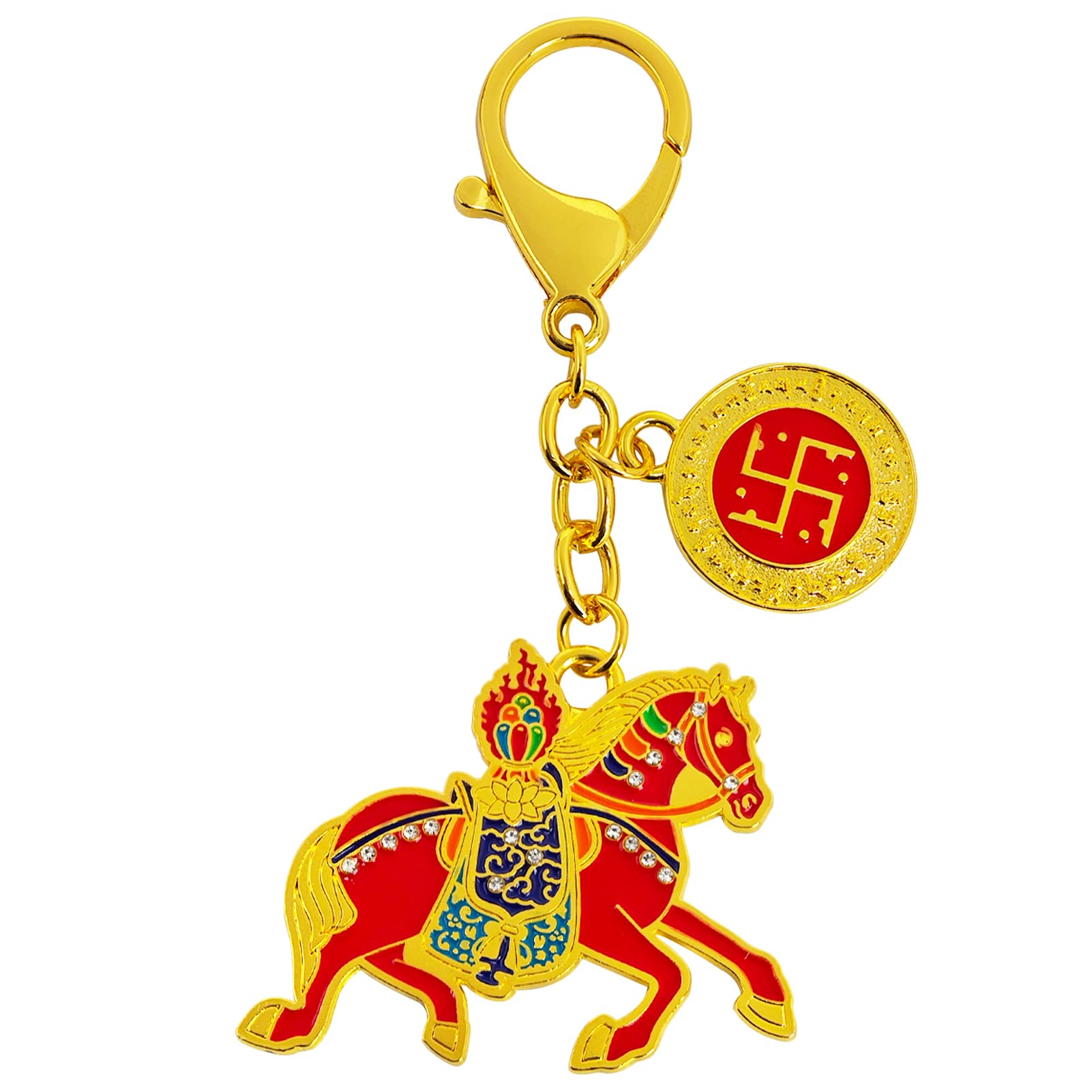 Fengshuibringluck Unisex Red Feng Shui Valiant Horse Keychain Success Amulet The Blessing Of Career Energy Keychain