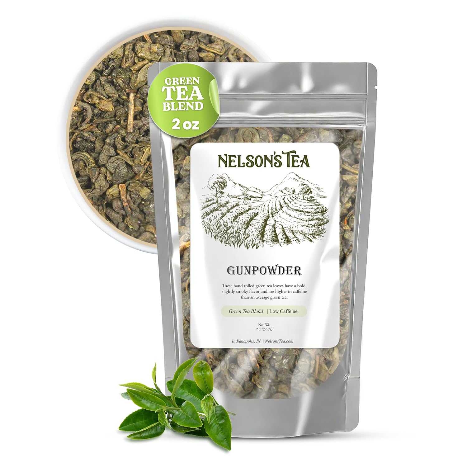 Nelson's Tea - Gunpowder - Green Loose Leaf Tea - 16 oz.