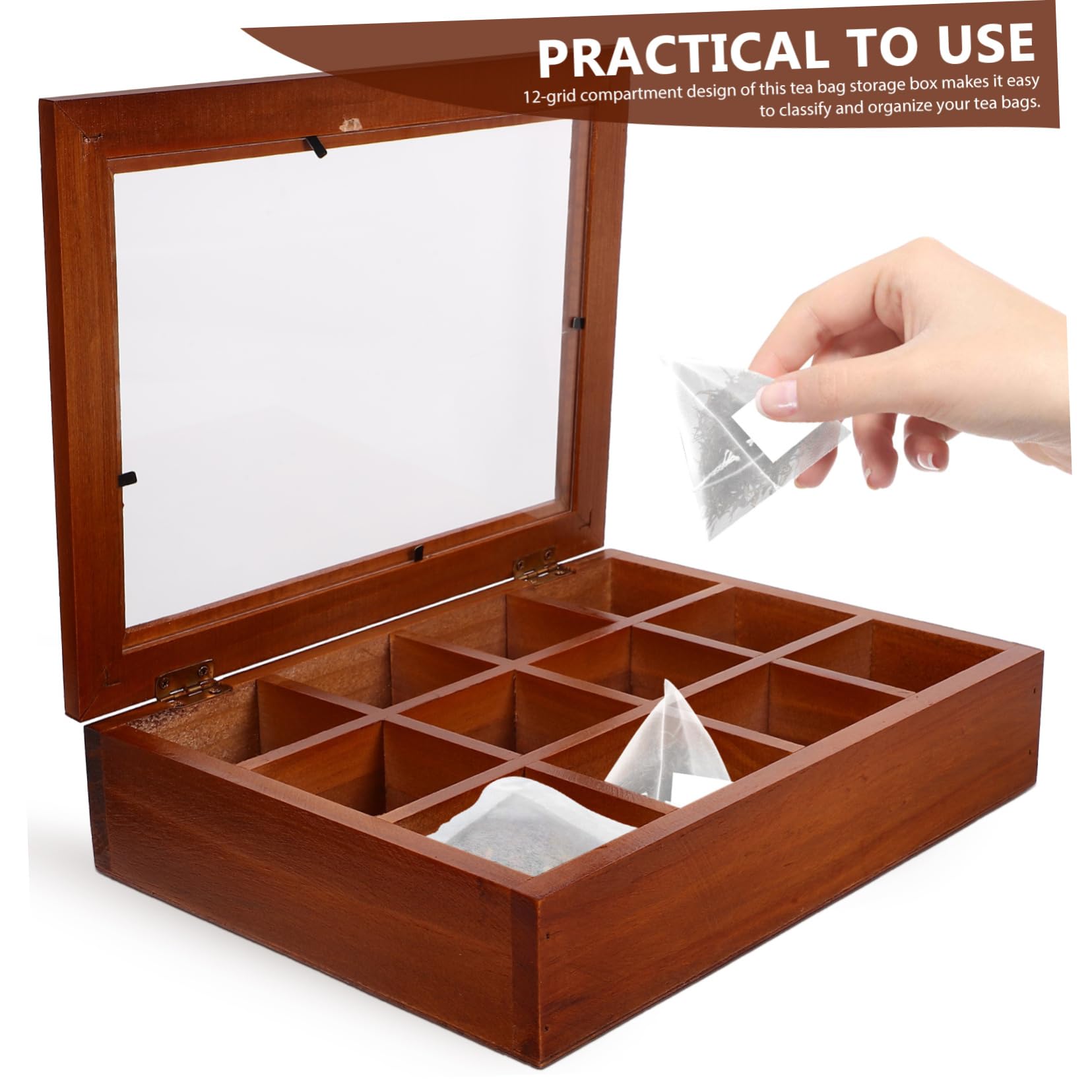 Teeaufbewahrungsbox und Tragbarem Design Eleganter Teebeutel Organizer mit 12 Fächern Transparentem Deckel für Küche und Wohnraum