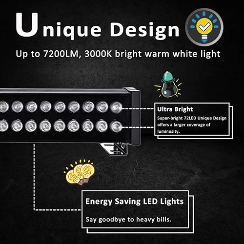 Miniatura 6 de Luces LED de arandela de pared de 72 W, 3.2 pies/40 120 V, IP65, impermeable, lineal, barra de luz LED, blanco cálido, 3000 K, paredes, árboles,