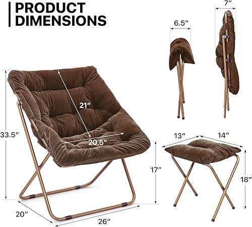 Miniatura 84 de MoNiBloom Silla cuadrada plegable de piel sintética para dormitorio, sala de estar, dormitorio, marco de metal plegable, de gran tamaño, cómoda,