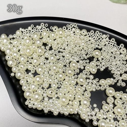 Miniatura 6 de Cuentas de perlas mixtas de 30 a 0.315 in, perlas redondas sueltas de satén, cuentas de plástico para hacer joyas, aretes, pulseras, collares,