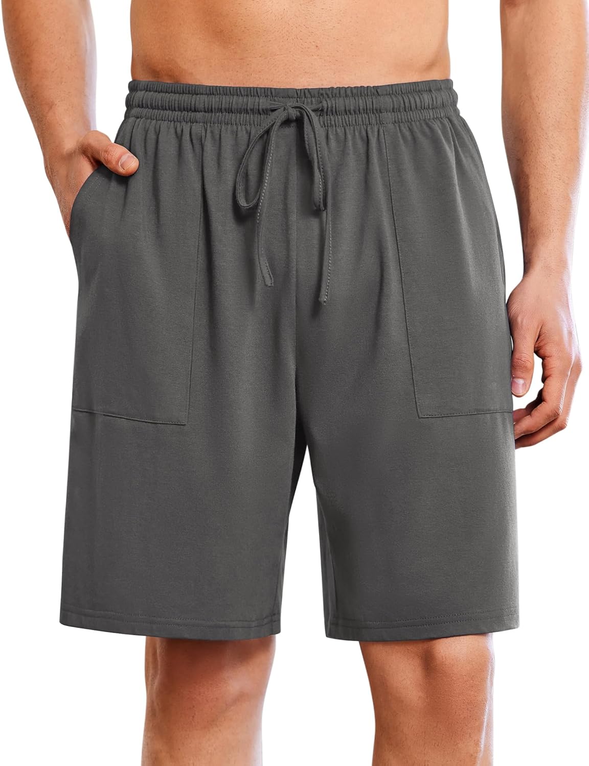 Ekouaer Men's Pajama Shorts Cotton Lounge Sleep Shorts Elastic Waist Sleepwear Pants with Pockets