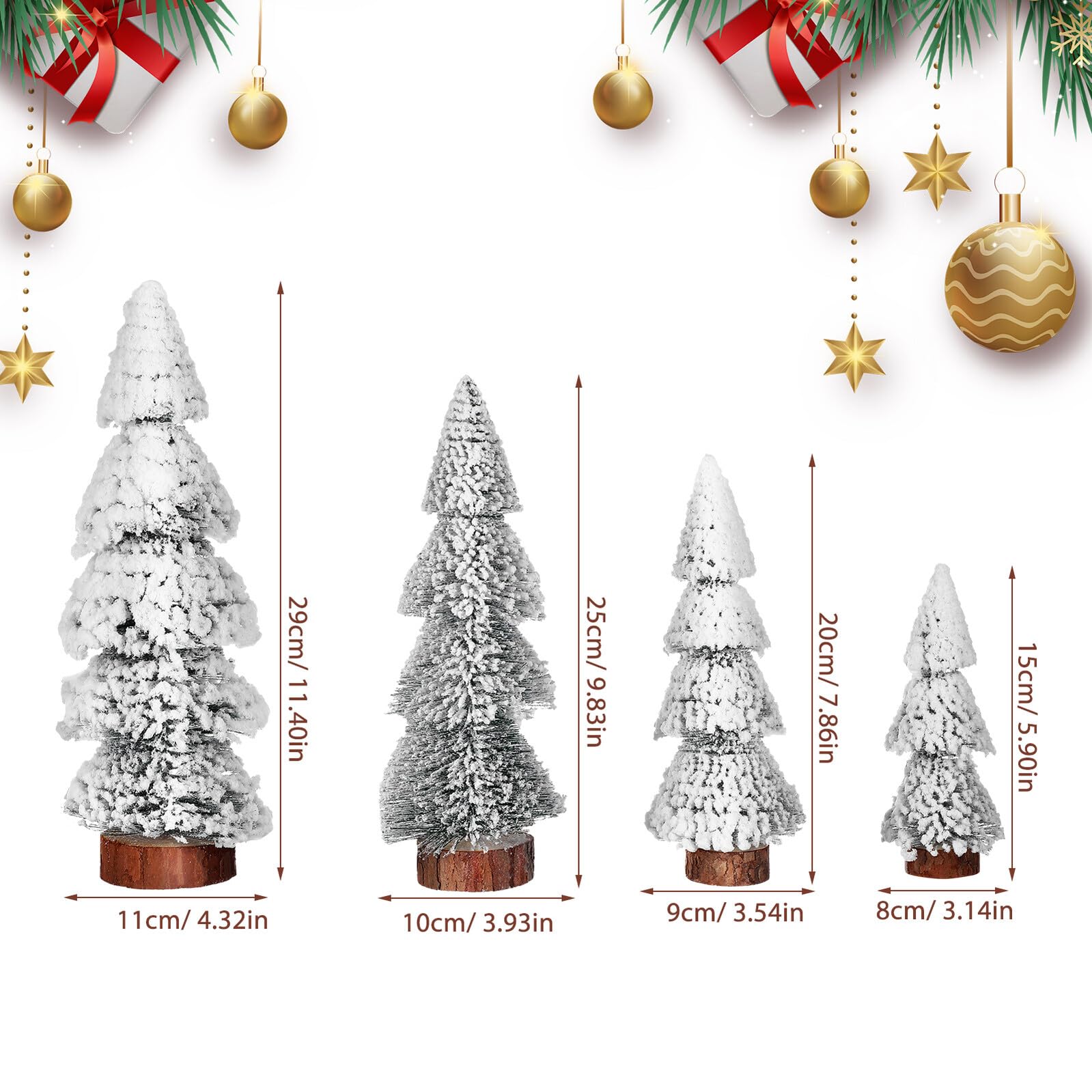 4piezas Árboles de Navidad Miniatura de Escritorio de Árbol Artificial de Decoración Navideña para Mesa de Oficina Adornos de Fiesta de Invierno