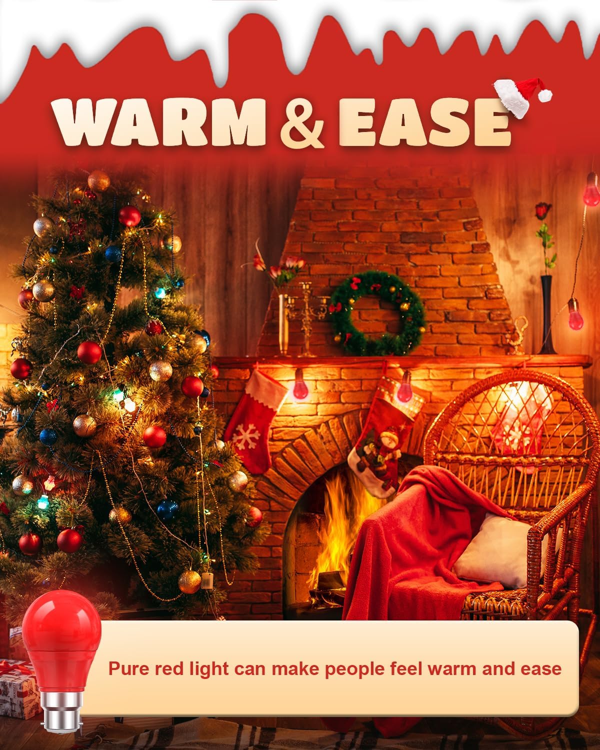 Lamptobe 5W B22 LED Red Light Bulb, 50W Equivalent, B22 Red Bayonet Light Bulbs, Suitable for Halloween Christmas Decoration - Image 3