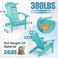 Vista 3 de YEFU Silla Adirondack de plástico resistente a la intemperie, sillas de patio con instalación fácil en 5 pasos, se ve exactamente como madera real