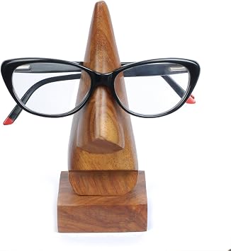 Zap Impex Wooden Eyeglasses Holder - 6 Inches High, Nose-Shaped Spectacles / Glasses / Sunglasses Holder with Base