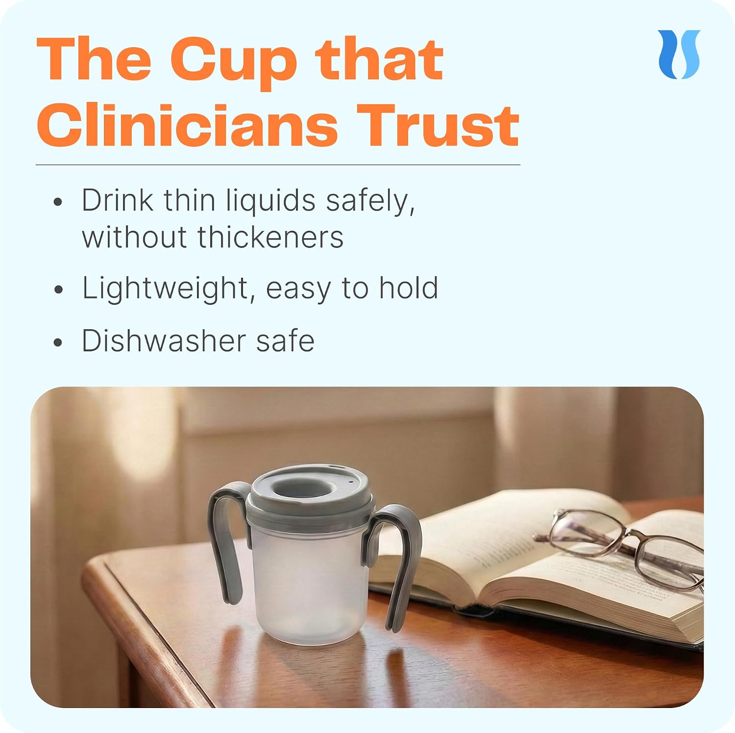 PROVALE Classic Cup 10cc Dysphagia Thickener-Free Thin Liquid Drinking Aid, Light Grey