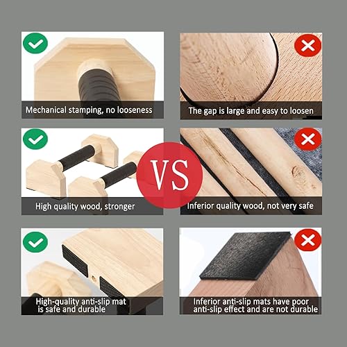 Miniatura 3 de Barras de empuje de paraletas de madera, asas antideslizantes para flexiones, mini bombas de mango, barra de inmersión para estación de inmersión,