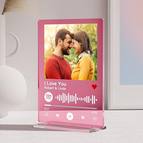 Miniatura 2 de witfox Placa de Spotify personalizada con soporte acrílico, placa de cristal Spotify, regalos de cumpleaños para mujeres, canción acrílica