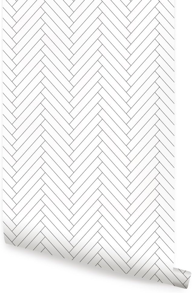 Simple Shapes Herringbone Tile Pattern Wallpaper - 2 ft x 9 ft - Single