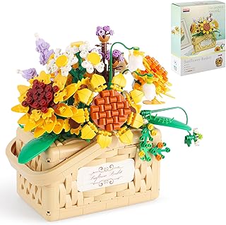 Flower Bouquet Building Kit,Roses Flowers Building Bricks with Vase Set,Building Blocks Set for Adults and Kids(1277 PCS)