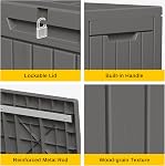 EAST OAK Boîte de rangement extérieure, 60 Gallon Deck Box à usage intérieur et extérieur, bac de rangement en résine imperméable pour coussins de patio, outils de jardinage, verrouillable, UV Résistant, Gris