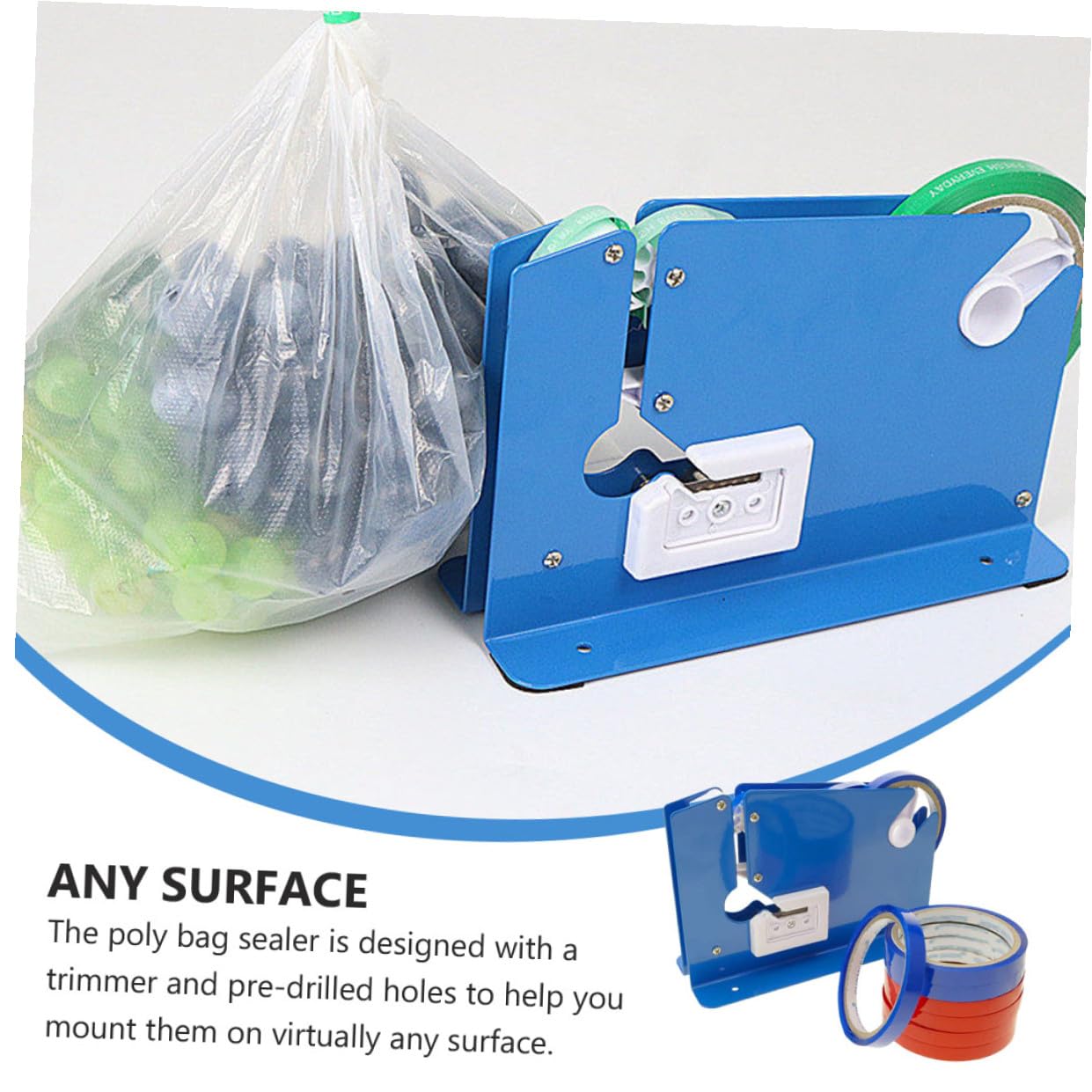 9 pezzi Dispenser Nastro con Sigillatrice Sacchetti Portatile in Plastica e Design Ergonomico per Uso Supermercato e Imballaggio Sacchetti Distributore Nastro Adesivo Resistente e