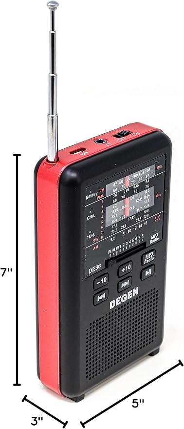 Reproductor Radio Recargable Degen DE36 AM FM Onda Corta miniatura 8