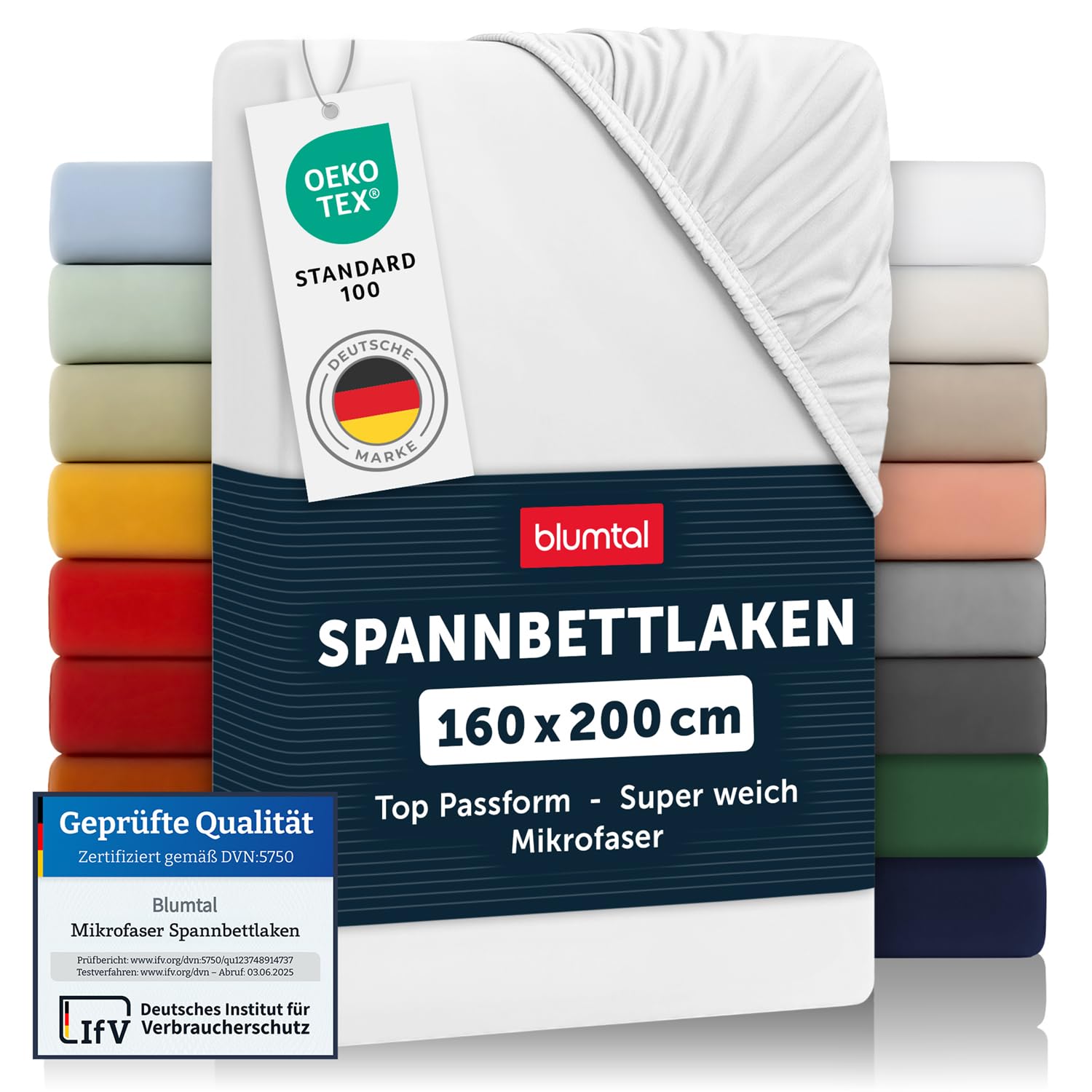 Blumtal® Spannbettlaken 160x200cm aus Microfaser - Oekotex zertifiziertes Bettlaken 160x200 cm - Spannbetttuch 160x200 / Bettlaken 160x200 - Spannbettlaken - 160x200 cm Spannleintuch - Laken - Weiß