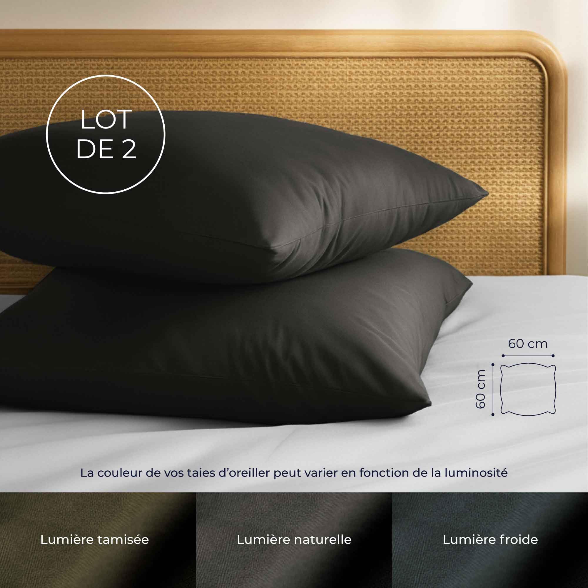 Terra Beds Lot De 2 Taies D'oreiller 60 X 60 Cm - 100 % Coton Jersey