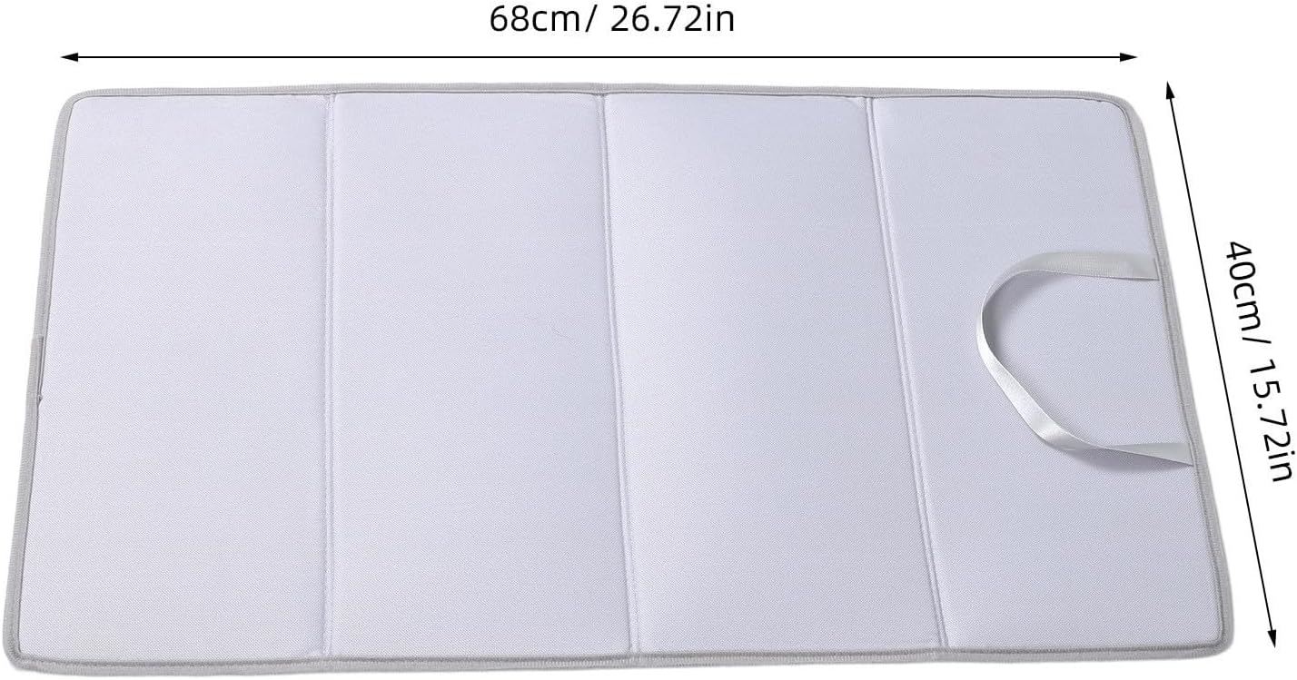 Portable Foldable Tabletop Ironing Board with High Temperature Resistant Pp Board and Cloth Material, 4-fold Space Saving Ironing Mat for Travel and Home Use