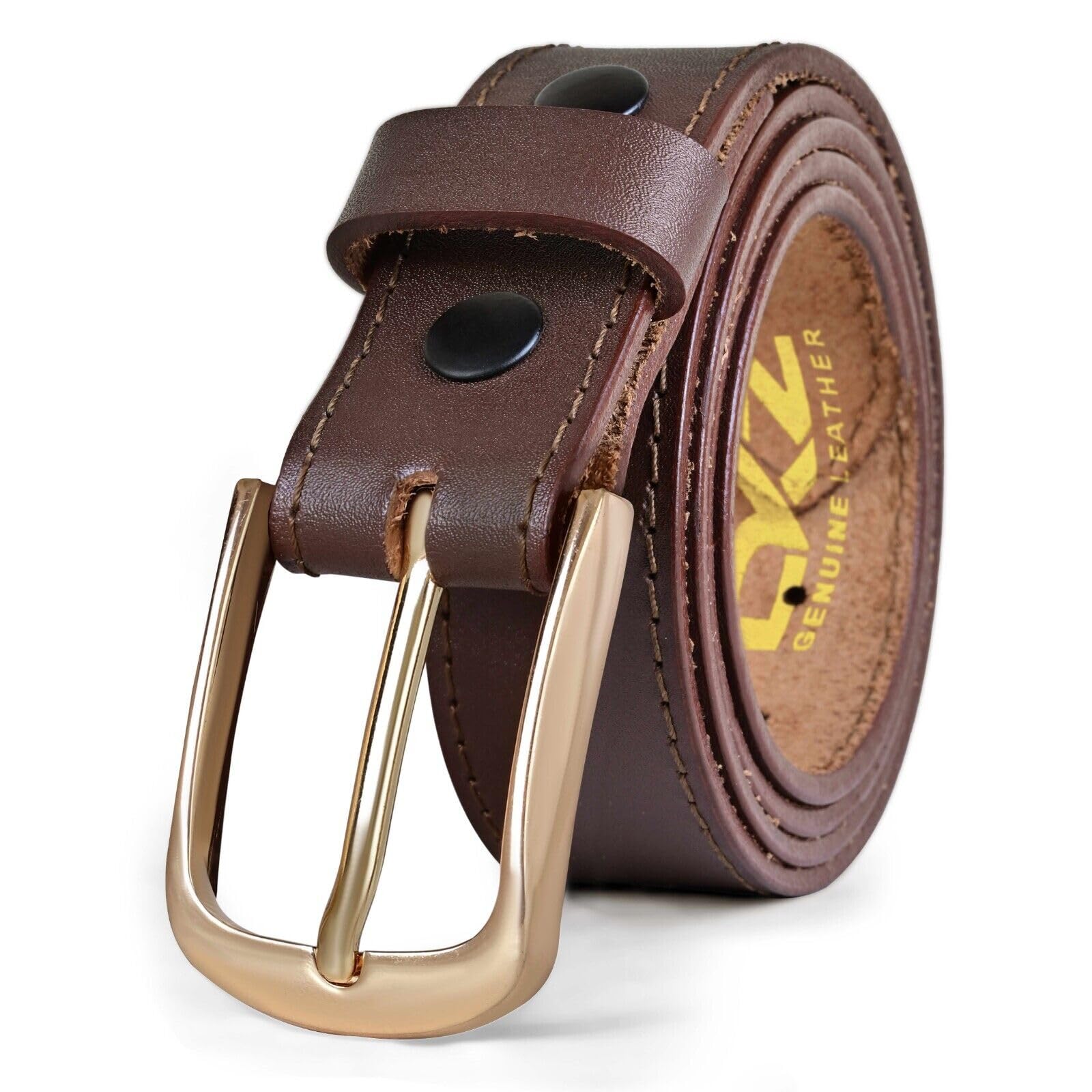 Daskz Leathers Leather Belts For Men Stitch Belt (100% GENUINE) Black/Brown waist belt Sizes 30'' to 72'' with Regular Silver Buckle perfect for Boys Gift,(bkl-04) (Brow without Box, 40)