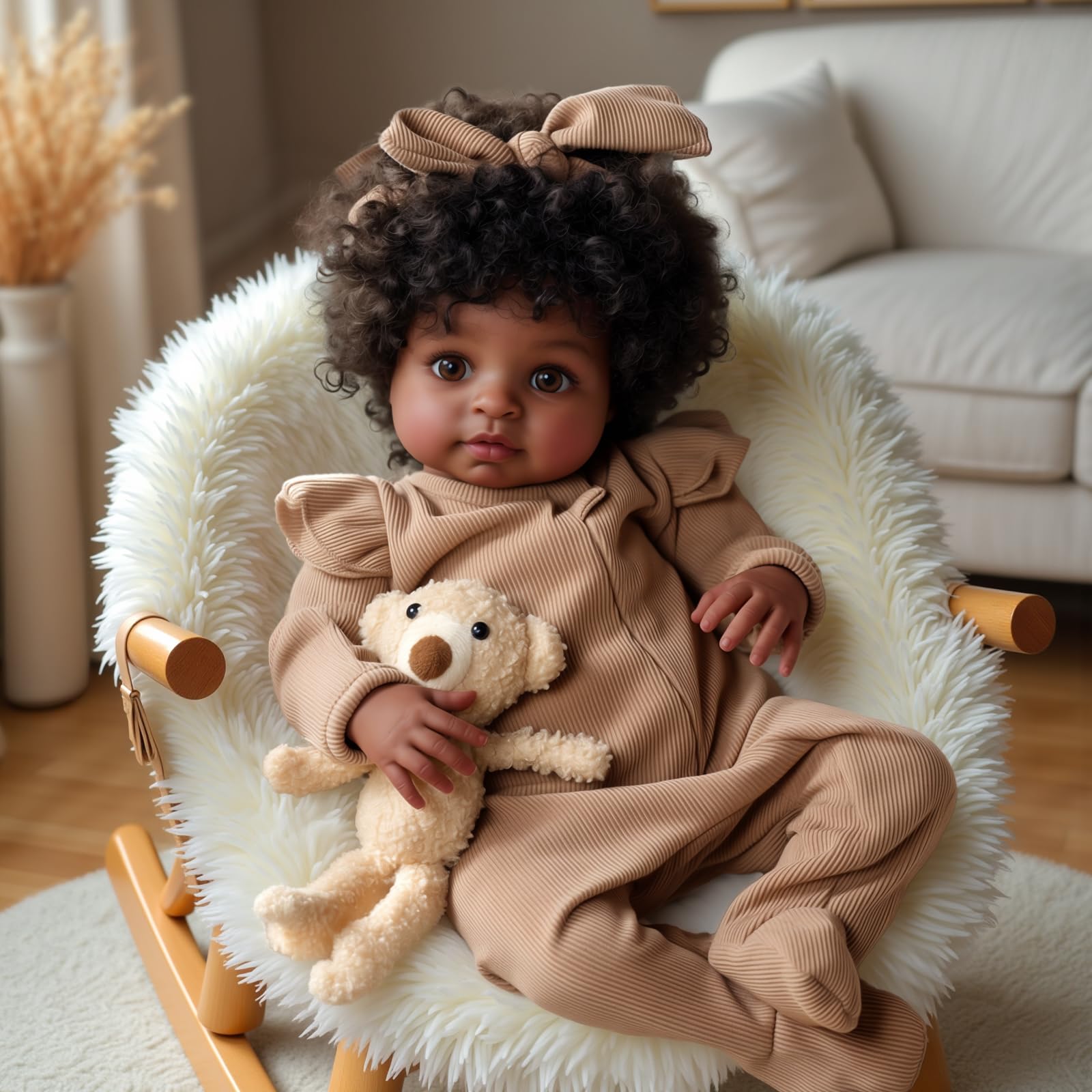 BABESIDE Reborn Baby Dolls Black Girl - 20 Inch Lifelike African Baby Doll That Look Real, Soft Cloth Body Realistic Reborn Dolls with Clothes & Accessories for Kids Aged 3+