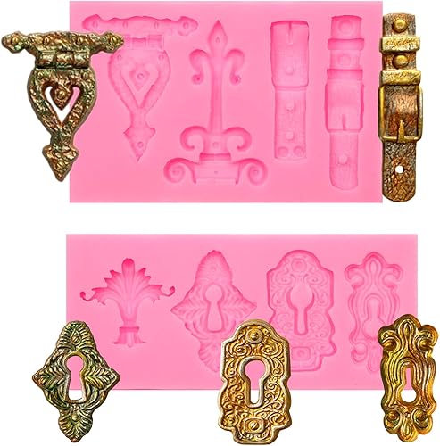 Moldes de arcilla polimérica vintage con agujero de cerradura, molde de chocolate de silicona, molde de fondant para decoración de pastel del