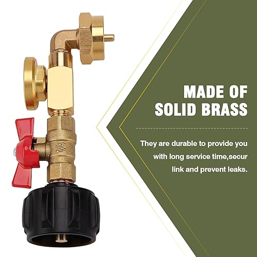Miniatura 7 de BESTFIRE Adaptador de repuesto de propano con válvula y calibre, llena botellas de 1 libra de tanque de propano de 20 libras y conector de botella