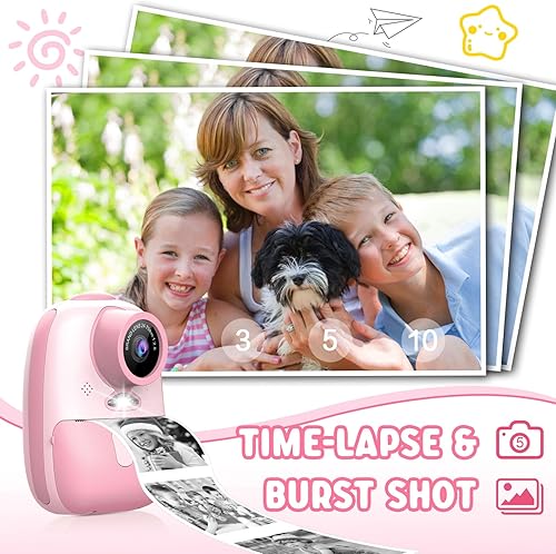 Miniatura 7 de Cámara de impresión instantánea para niños, pantalla mejorada de 2.4 pulgadas, cámara digital instantánea para niños con grabadora de video de 32 GB