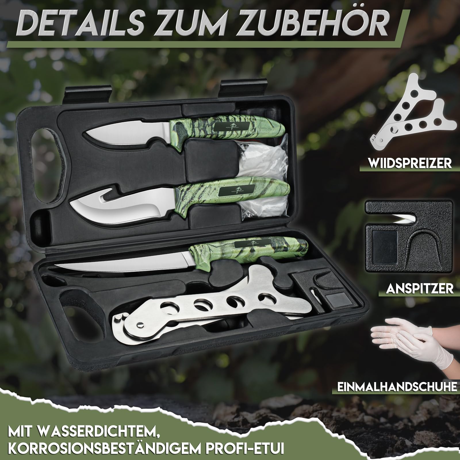 Purple Dragon Set di Coltelli da Caccia Portatili, Coltello per Disossare in Acciaio 440C, Coltello da Affettare a Lama Fissa, Coltello da Macellaio Molto Affilato