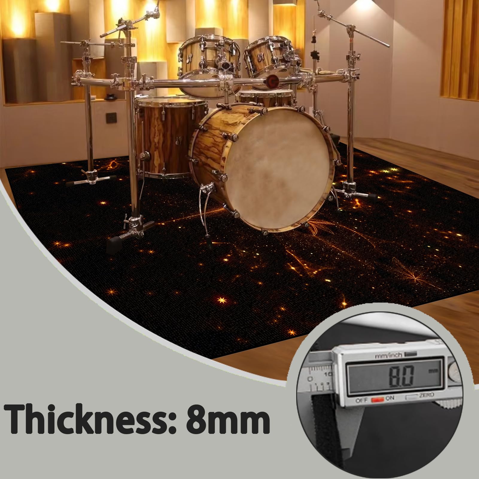 Dywan z baterią akustyczną, dźwiękoszczelny dywanik z baterią, elektroniczny dywanik do bębna basowego, antypoślizgowy do bębna basowego i innych elementów zestawu dywaników do dywanika 150 x 120 cm