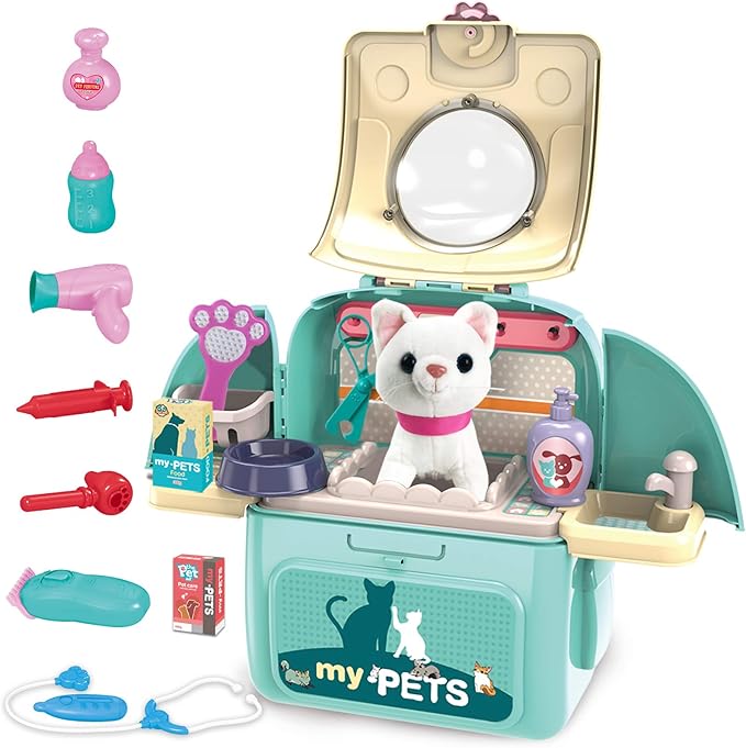 Gifts2U Cat Vet Toys for Kids,Doctor Role Play Set Educate Girl Take