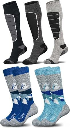 Hylaea Merino Wool Ski Socks for Kids and Adult, Baby Size Small, Unisex Size Medium