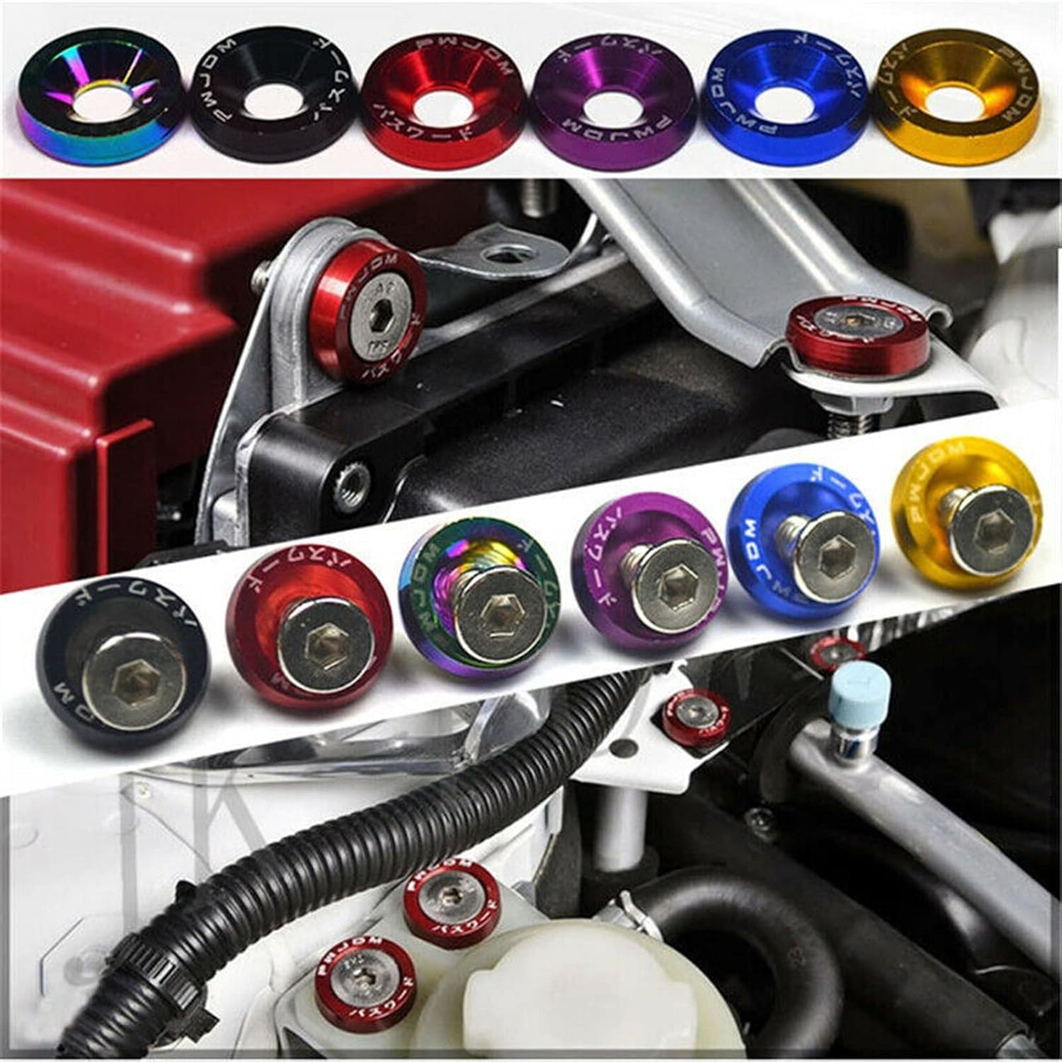 Wheel Lug Nut Universal 20PCS M6 Car Styling Modification JDM Sticker Stickers Password Fender Washer License Plate Bolts Auto Accessories Wheel Nut Caps (Color : Silver), AITEXI9314