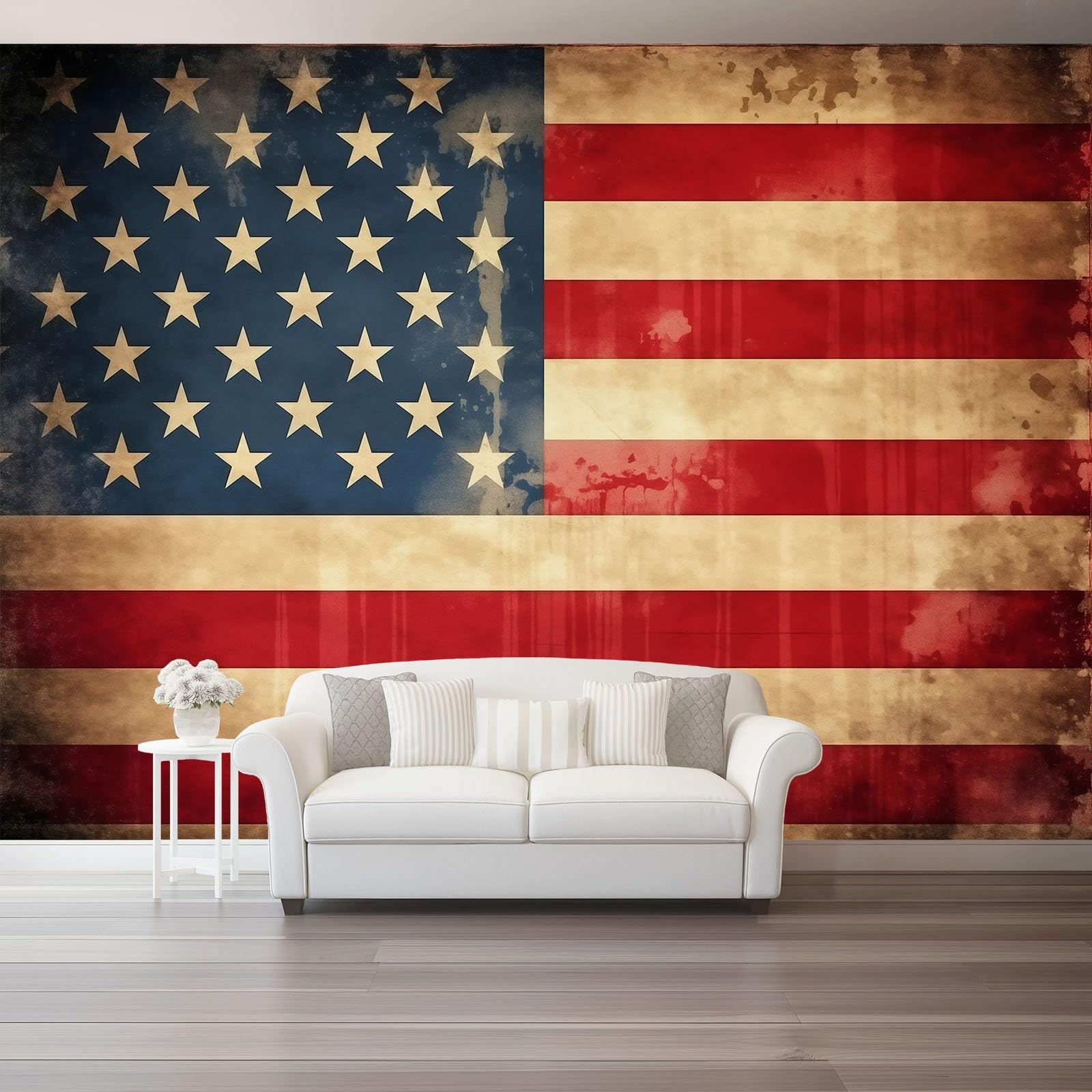 Tapeta 3D z włókniny 3D flaga retro 350 x 256 cm tapeta ścienna do salonu sypialnia kolorowa