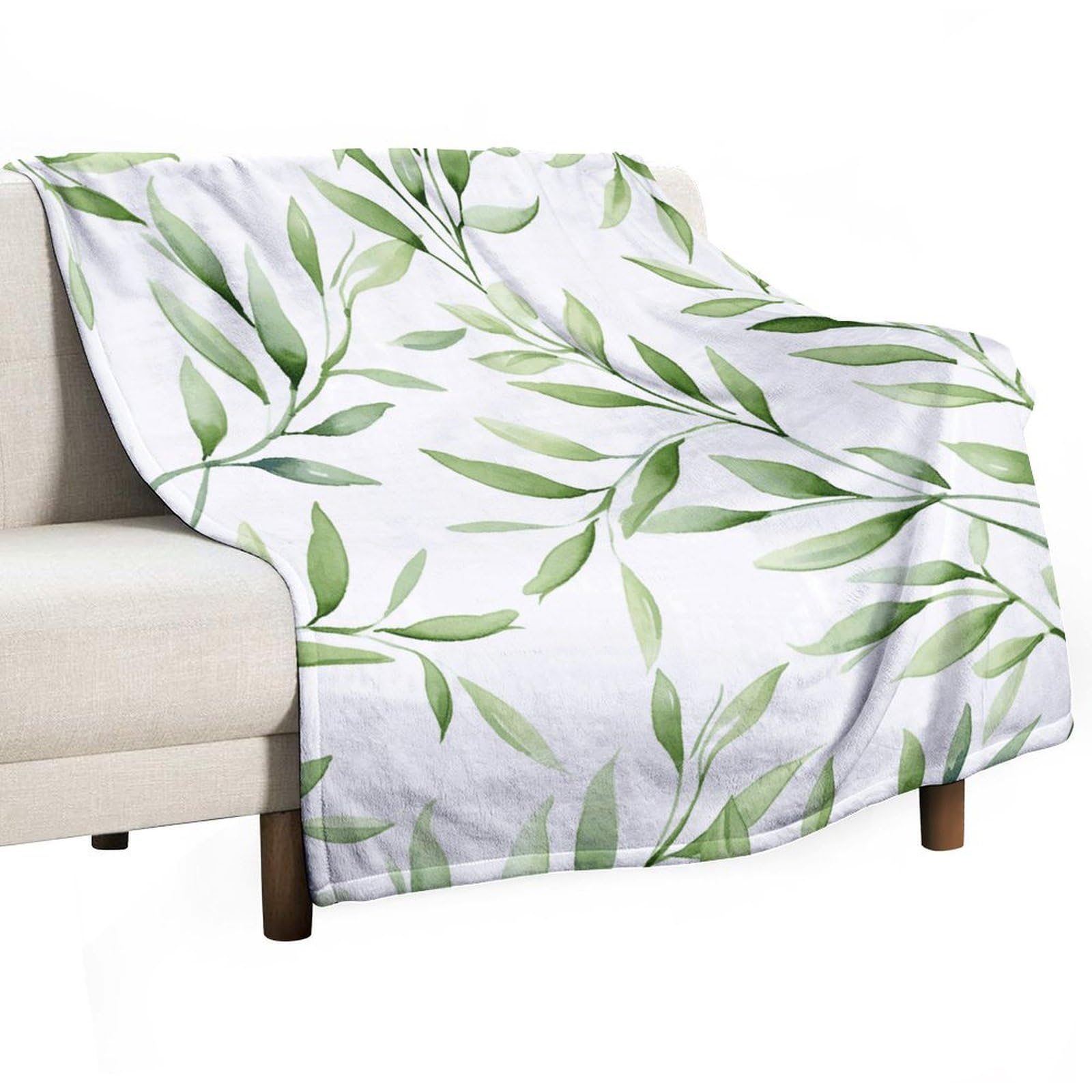 Couverture en flanelle légère verte pour lit voyage et camping