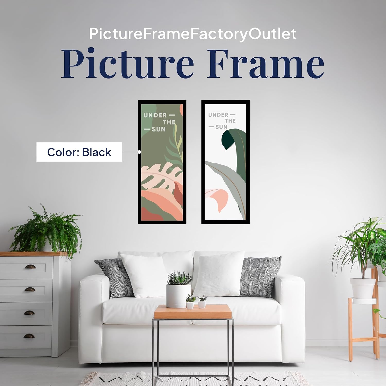 PictureFrameFactoryOutlet 12x36-1.25" Flat Black Profile Puzzle Frame - Hanging Hardware and Plexiglass Included - Ideal for Displaying 12x36 Artworks and Puzzles