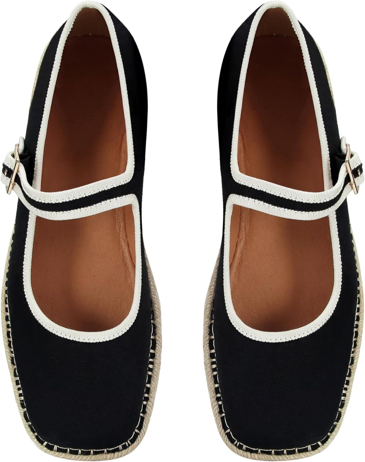 MAIJED Mary Jane Woven Espadrilles for Women Round Toe Ballerina Shoes Canvas Summer Flats - Image 6